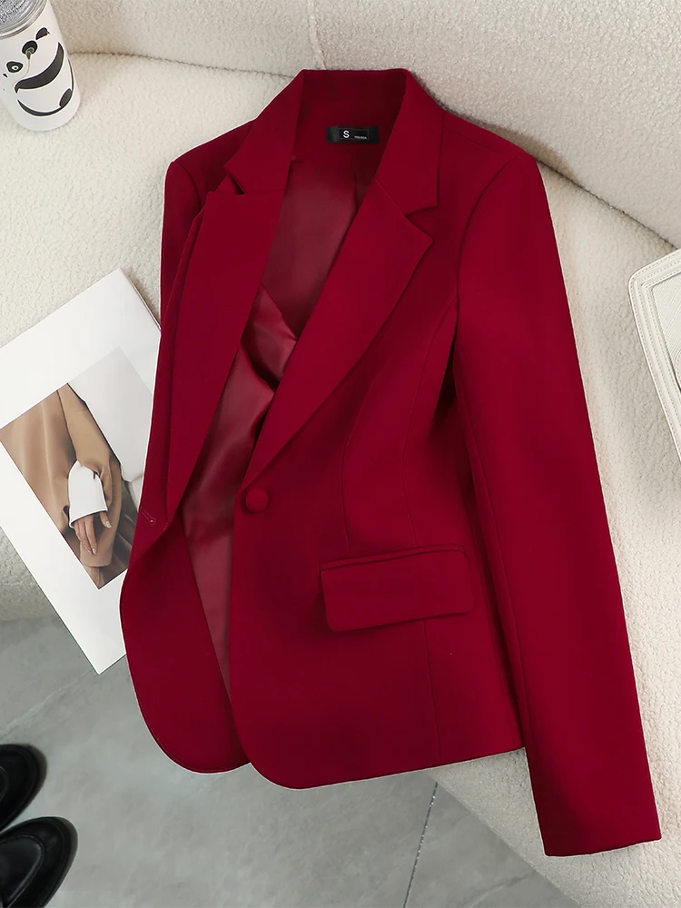 Women Formal Wear With Black Blazer - 여성 블레이저 여성용 레드 그린 베이지