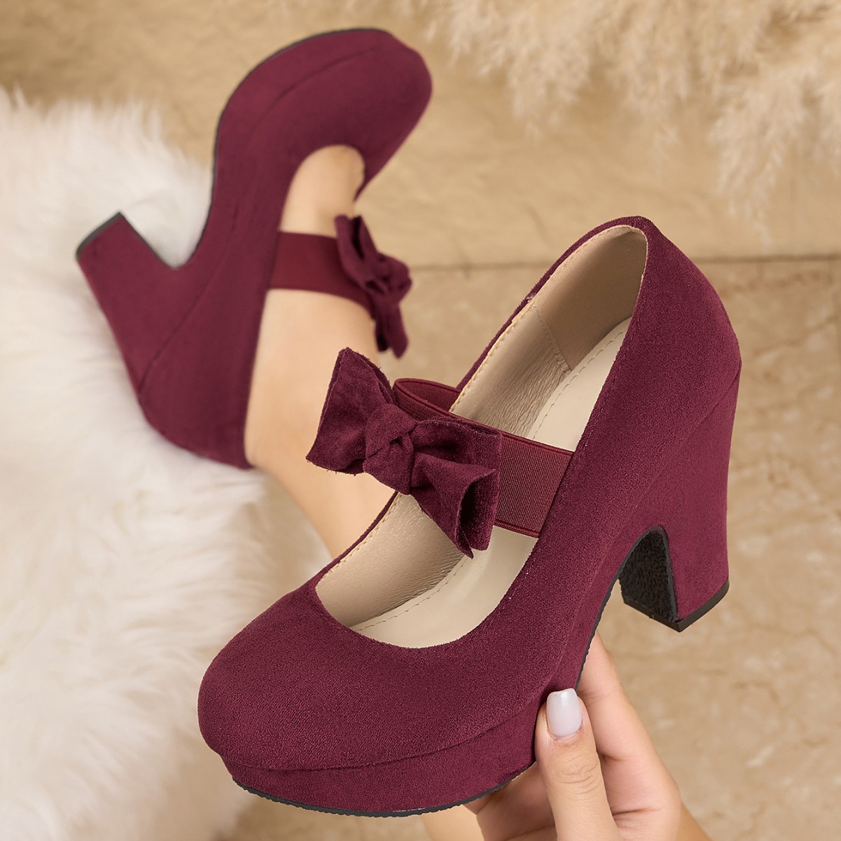 Women Formal Office Wear Shoes - 큰 사이즈 여성용 리본 메리제인 슈즈