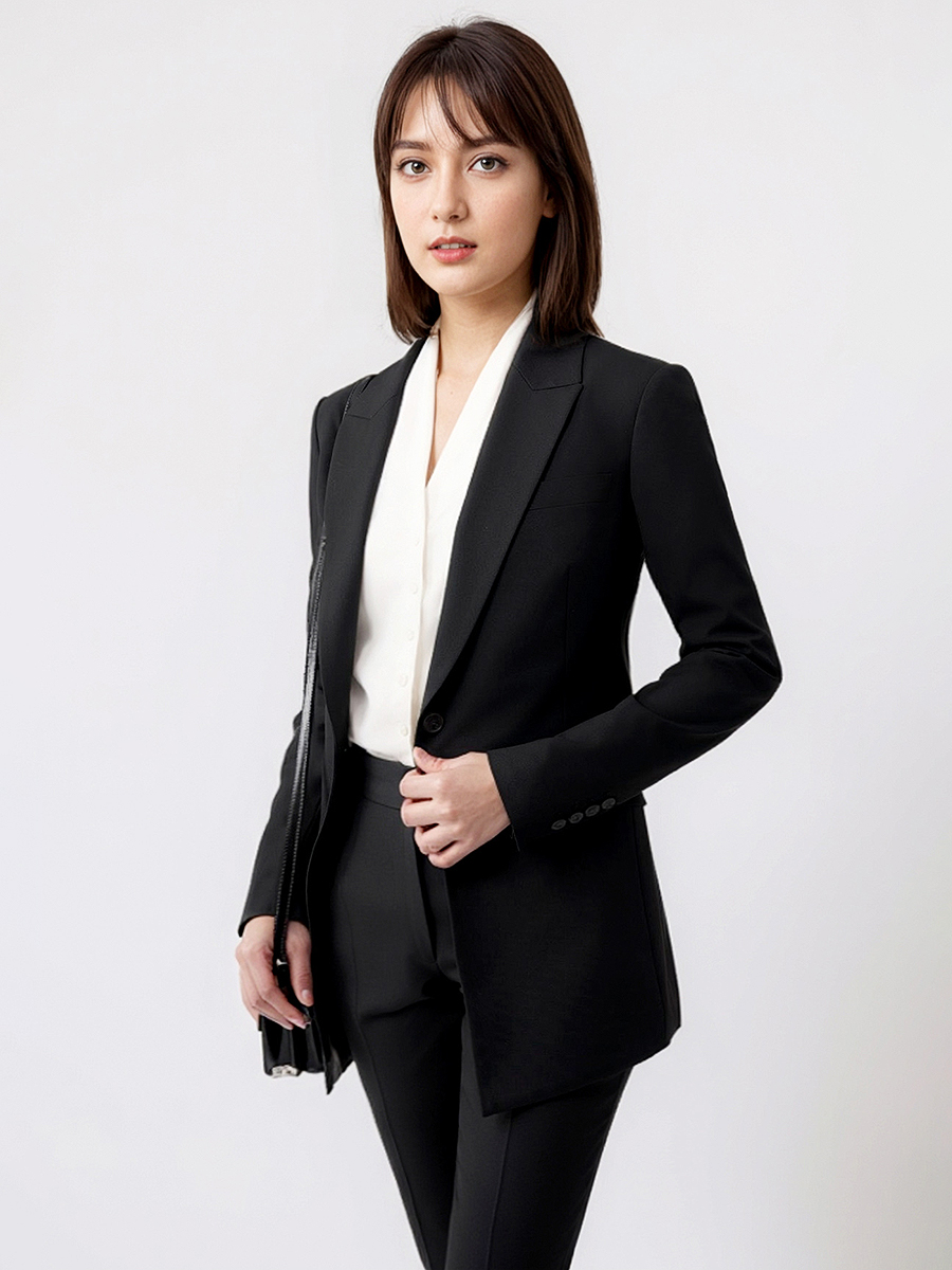Women Formal Wear With Black Blazer - 여성용 정장 세트 블레이저 바지, 오피스