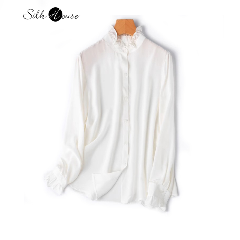 Silk Blouse Button - 2025 여성 패션 새로운 100% 천연