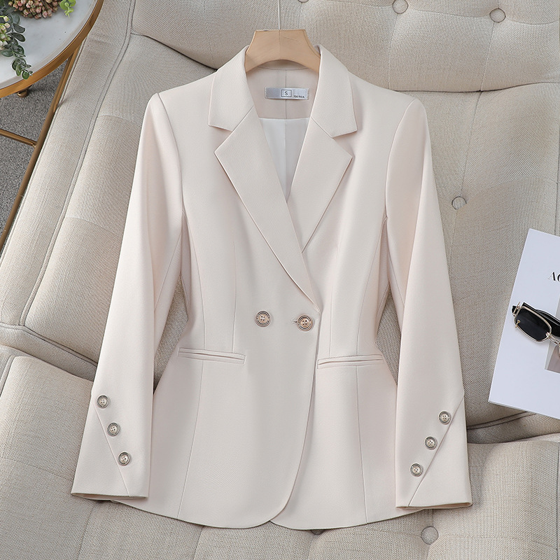 Women Formal Wear With Black Blazer - 여성 더블 브레스트 솔리드 블레이저 가을