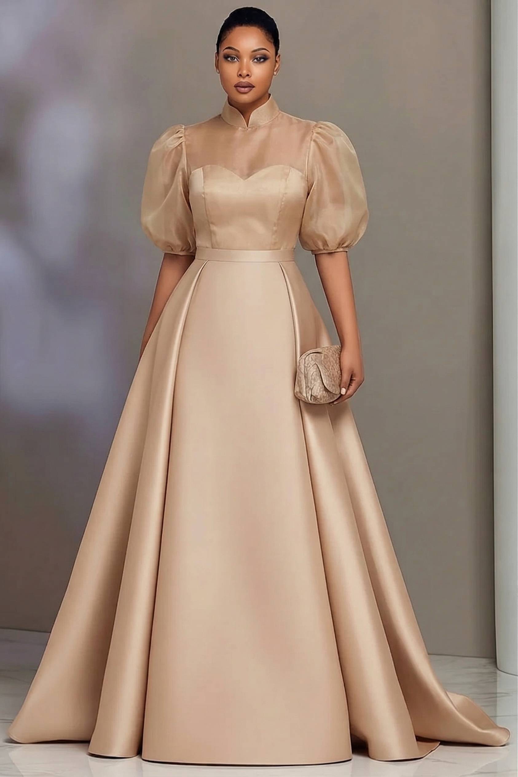 Female Formal Wear - 플러스 사이즈 여성용 우아한 새틴 프롬