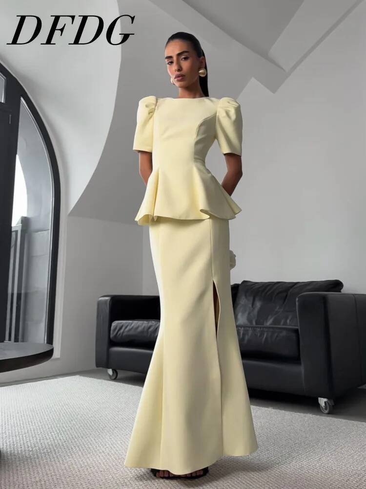 DFDG 여성 2026 봄 여름 투피스 퍼프 소매 페플 - Female Formal Wear 리뷰 및 가격