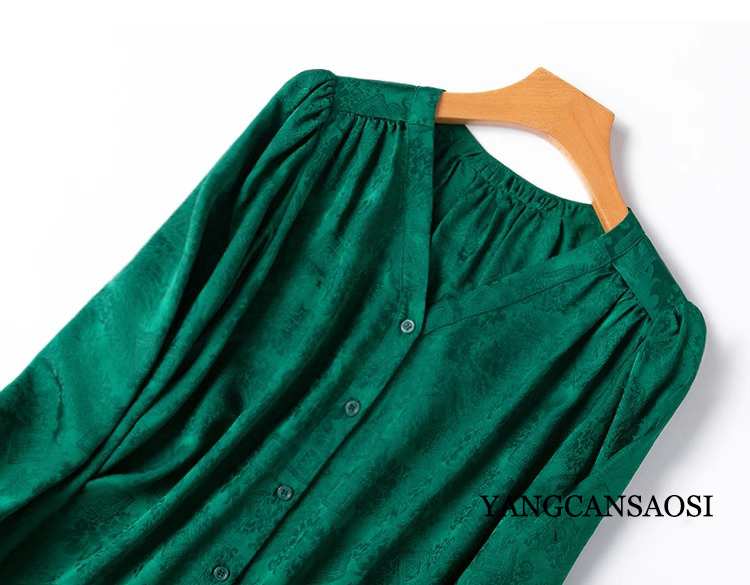 2026 여성용 레트로 봄 신상 제이드 그린 100%  - Silk Blouse Button 리뷰 및 가격