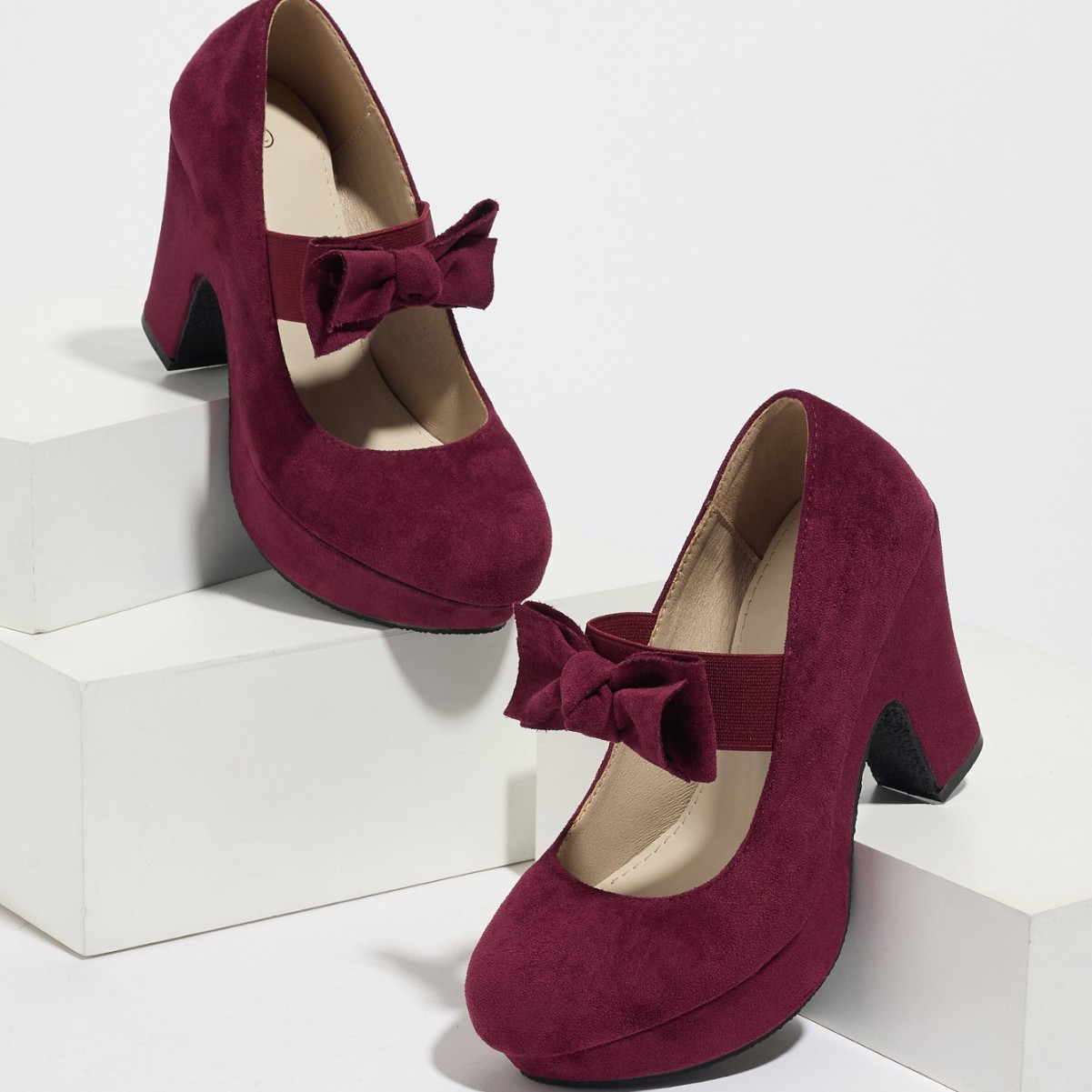 큰 사이즈 여성용 리본 메리제인 슈즈 청키 힐 캐주얼  - Women Formal Office Wear Shoes 리뷰 및 가격