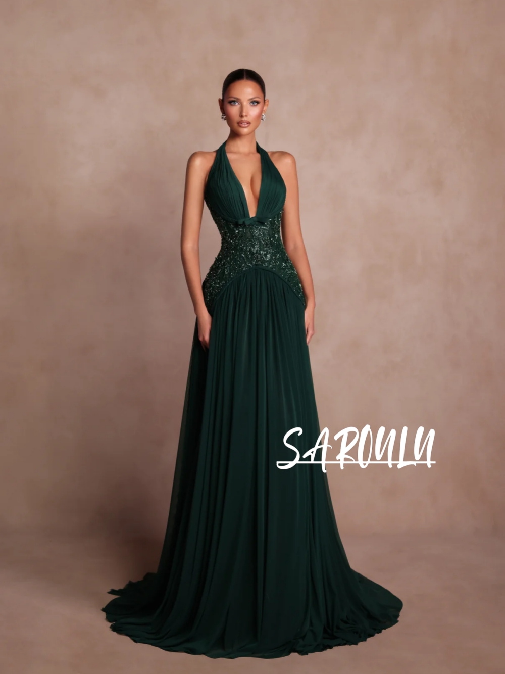 플러스 사이즈 그린 A라인 이브닝 드레스 섹시한 홀터  - Women'S Formal Wear Plus Size 리뷰 및 가격
