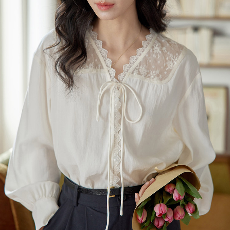 긴 소매 셔츠 여성 새틴 스탠드 칼라 편안한 핏 주름  - Women Formal Blouses For Evening Wear 리뷰 및 가격