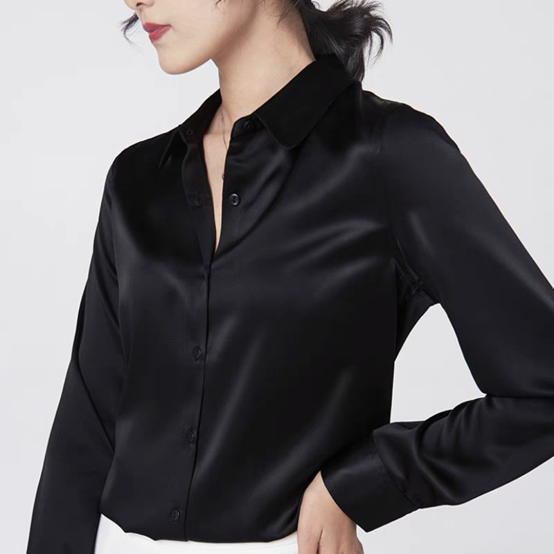 우아한 새틴 긴팔 블라우스 여성 2025 빈티지 버건디 - Silk Blouse Button 리뷰 및 가격