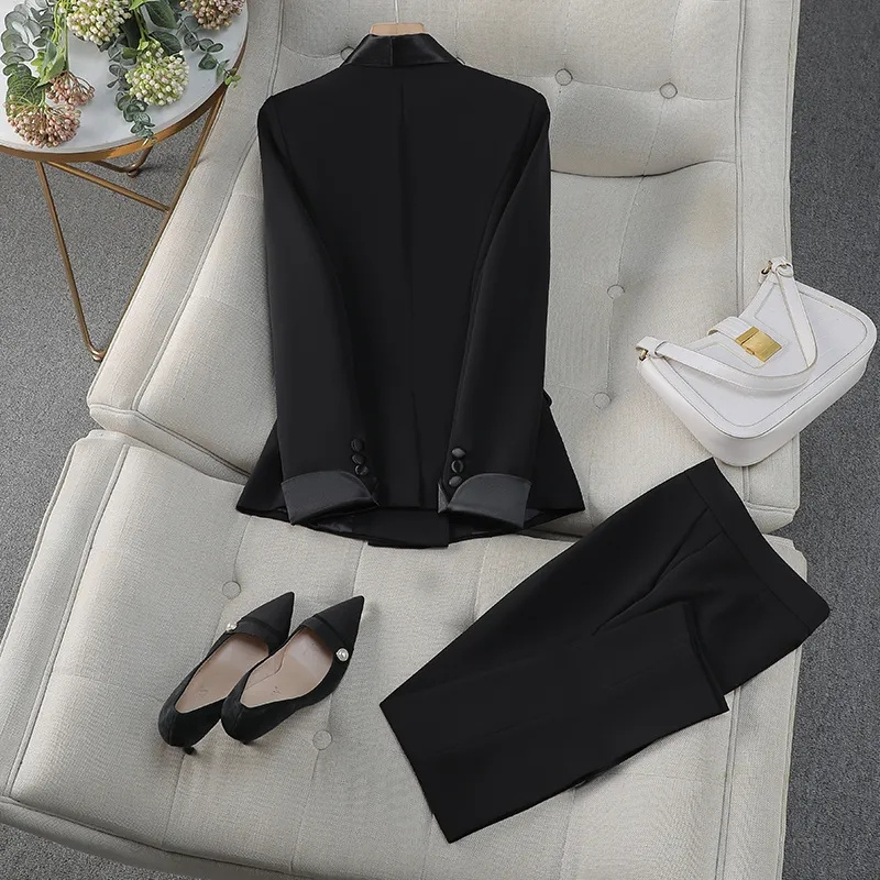 우아한 레드 블랙 여성 팬츠 수트 오피스 레이디 여성  - Women Formal Wear With Black Blazer 리뷰 및 가격