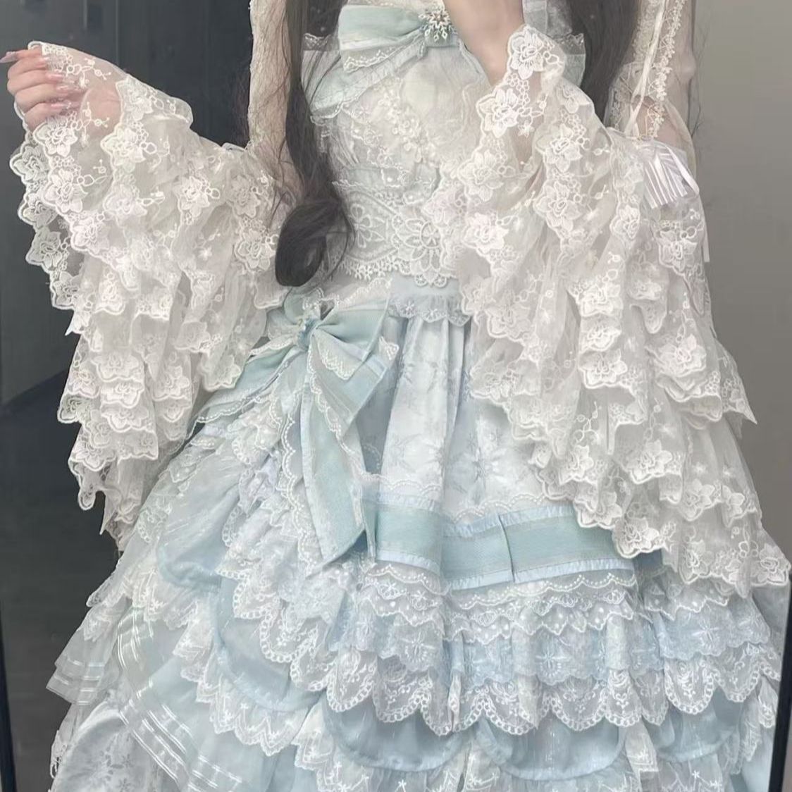 스위트 로리타 블라우스 레이스 트림 슬리브 칼라 보우  - Women Formal Blouses For Evening Wear 리뷰 및 가격