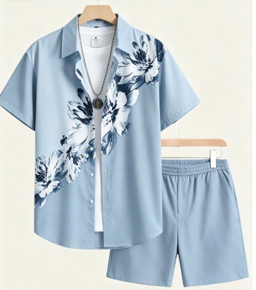 빈티지 모노크롬 플라워 그래픽 남성 코디 세트 턴다운  - Monochrome Suit Set 리뷰 및 가격