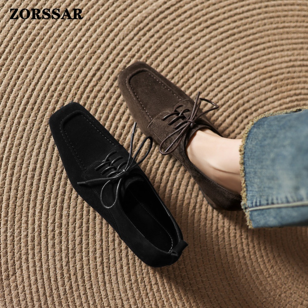 여성용 브라운 스웨이드 스퀘어 토 레이스업 옥스퍼드 슈 - Women Formal Office Wear Shoes 리뷰 및 가격