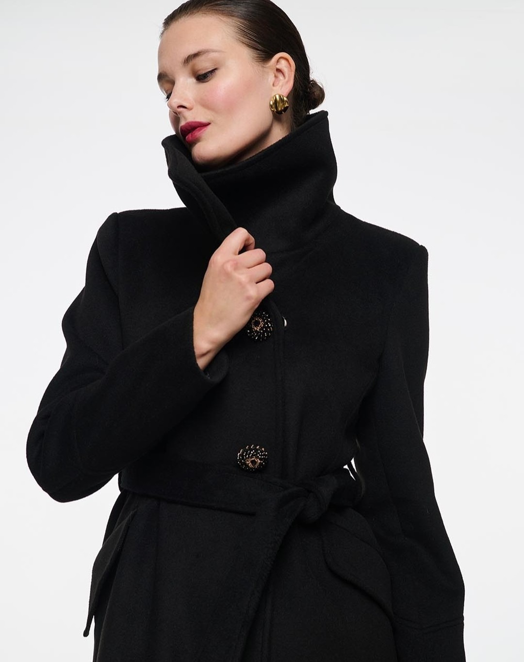 빈티지 블랙 스탠드 칼라 여성 울 코트 플러스 사이즈  - Women'S Formal Wear Plus Size 리뷰 및 가격