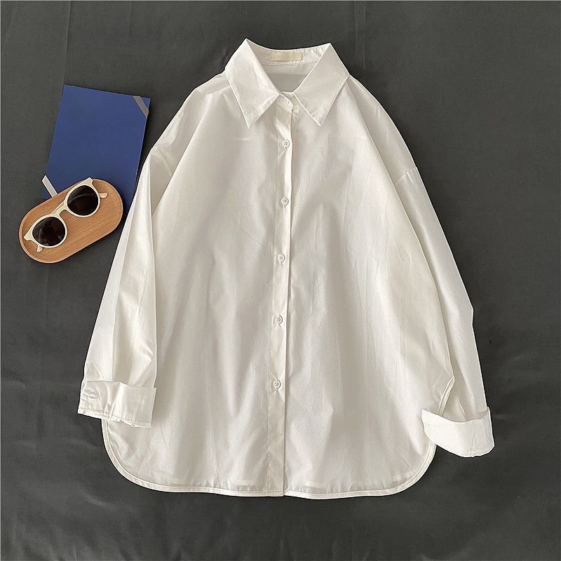 솔리드 긴팔 루즈 셔츠와 블라우스 겉옷 여성 탑 캐주얼 - Silk Blouse Button 리뷰 및 가격