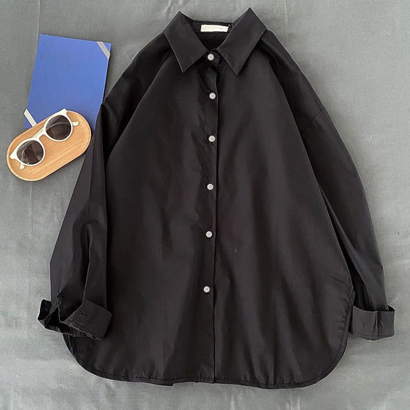 솔리드 긴팔 루즈 셔츠와 블라우스 겉옷 여성 탑 캐주얼 - Silk Blouse Button 리뷰 및 가격
