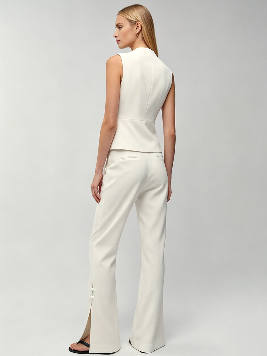 LIMO 여성용 화이트 중국식 개구리 버튼 민소매 조끼 - Women'S Formal Wear Pants 리뷰 및 가격