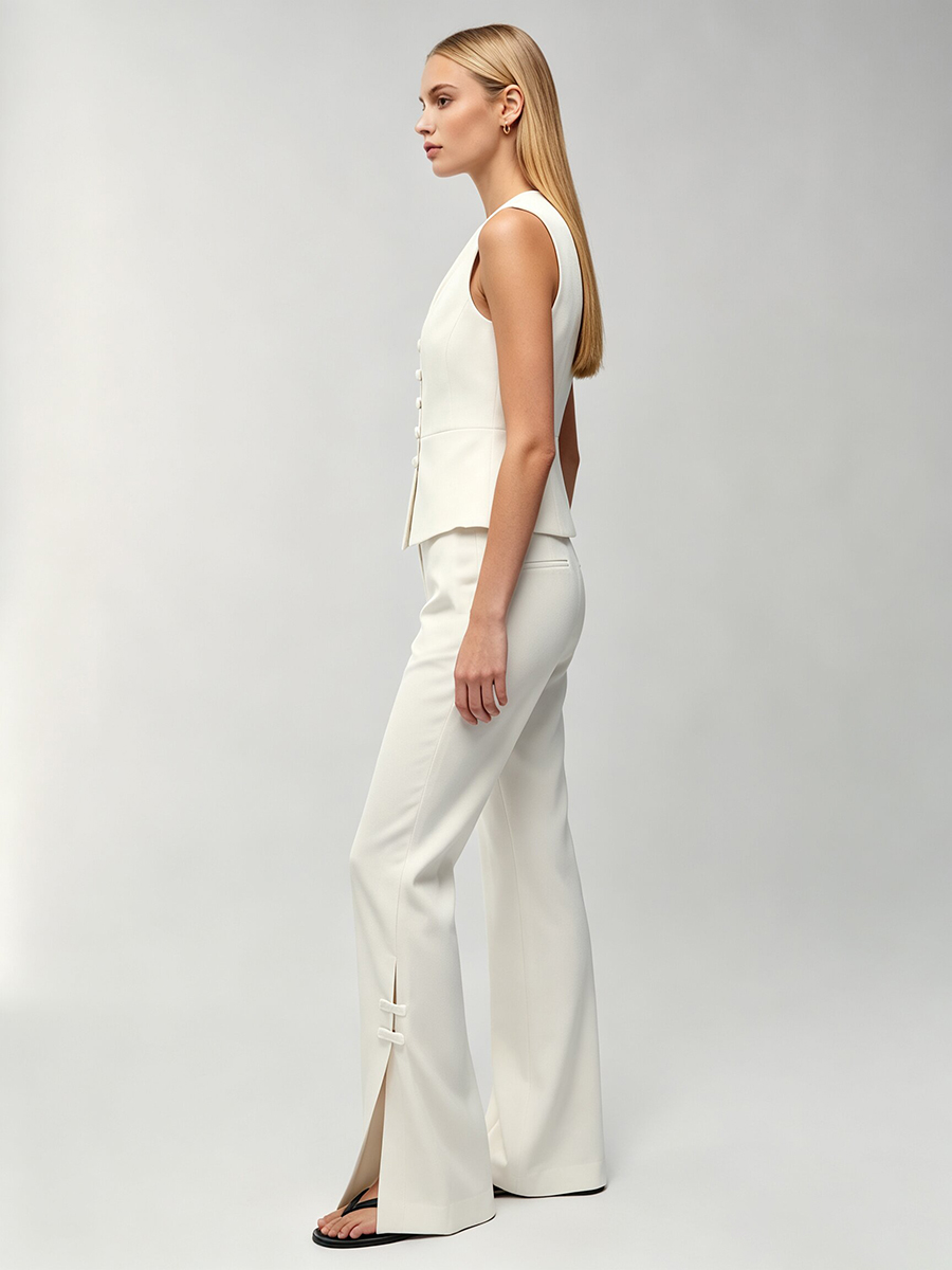 LIMO 여성용 화이트 중국식 개구리 버튼 민소매 조끼 - Women'S Formal Wear Pants 리뷰 및 가격