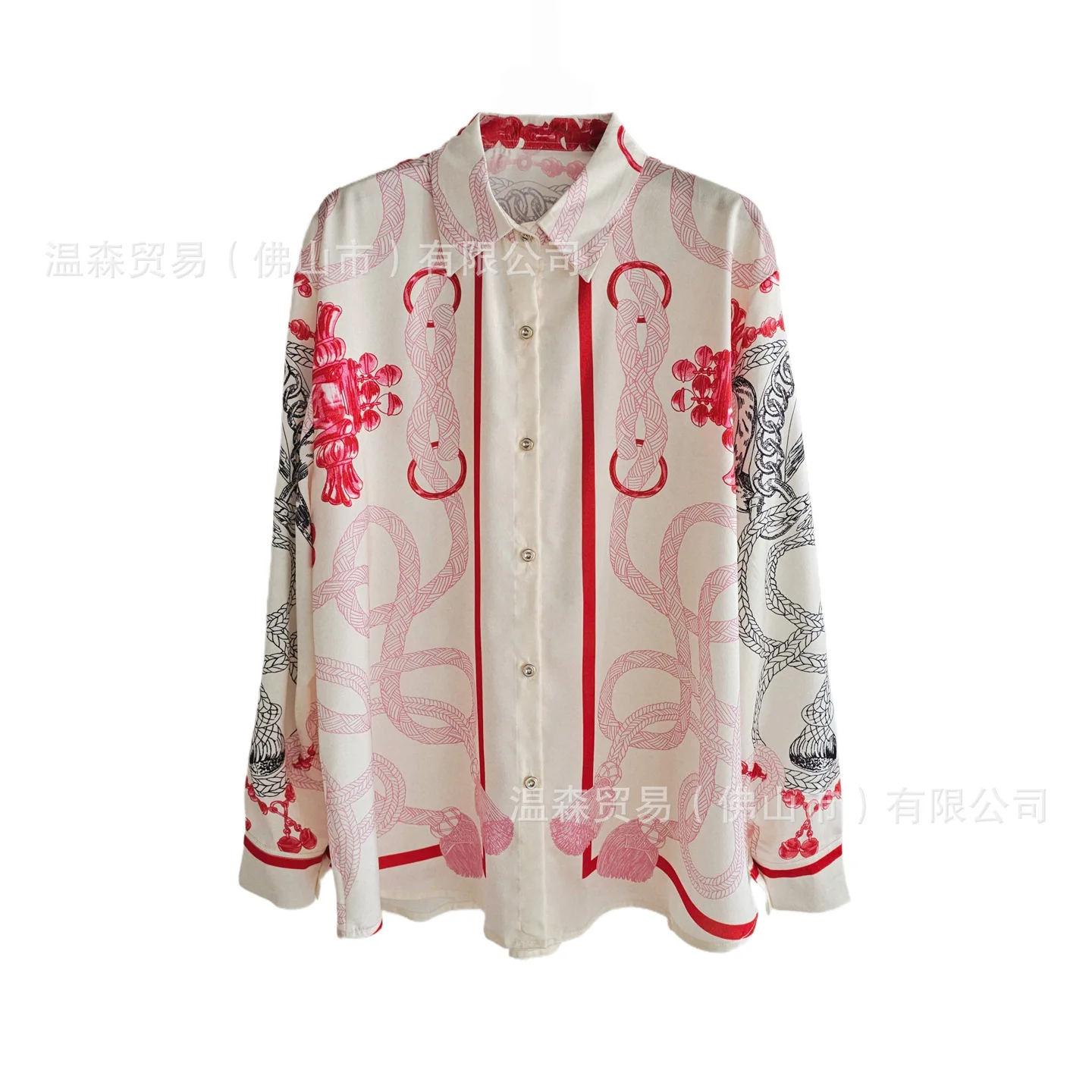 바로크 프랑스 디자이너 프린트 투피스 세트 여성 실크  - Silk Blouse Button 리뷰 및 가격