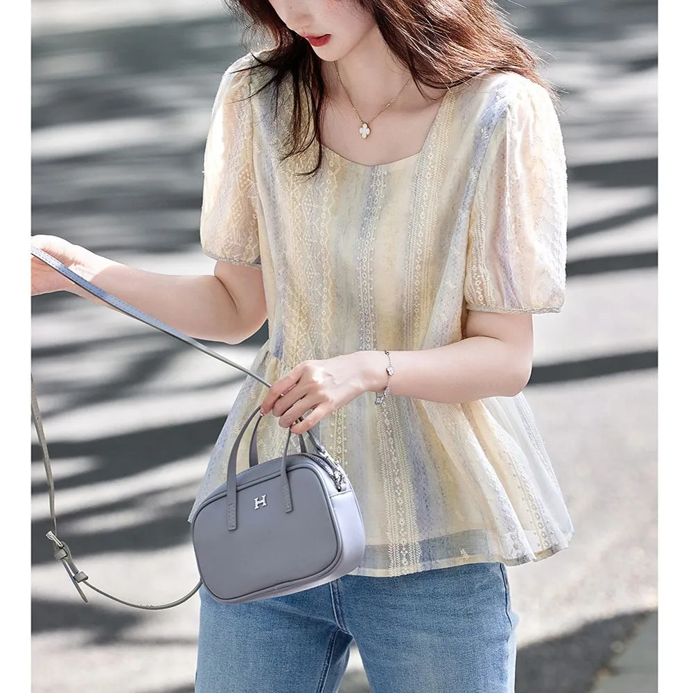 여성 한국 스타일 루즈 퍼프 슬리브 레이스 블라우스 여 - Women Formal Blouses For Evening Wear 리뷰 및 가격