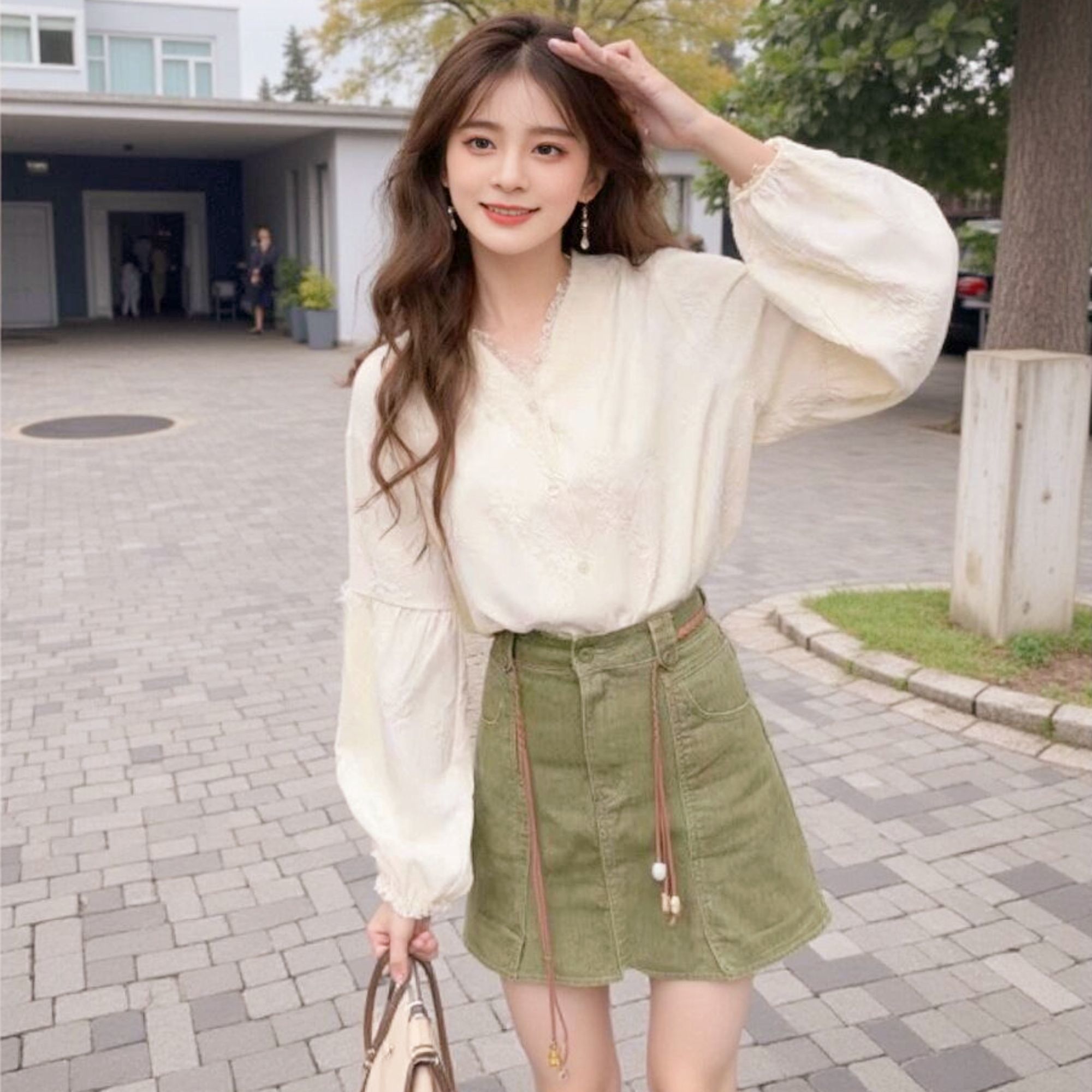 긴 소매 셔츠 여성 쉬폰 레이스 업 슬림 피트 프릴 턴 - Women Formal Blouses For Evening Wear 리뷰 및 가격