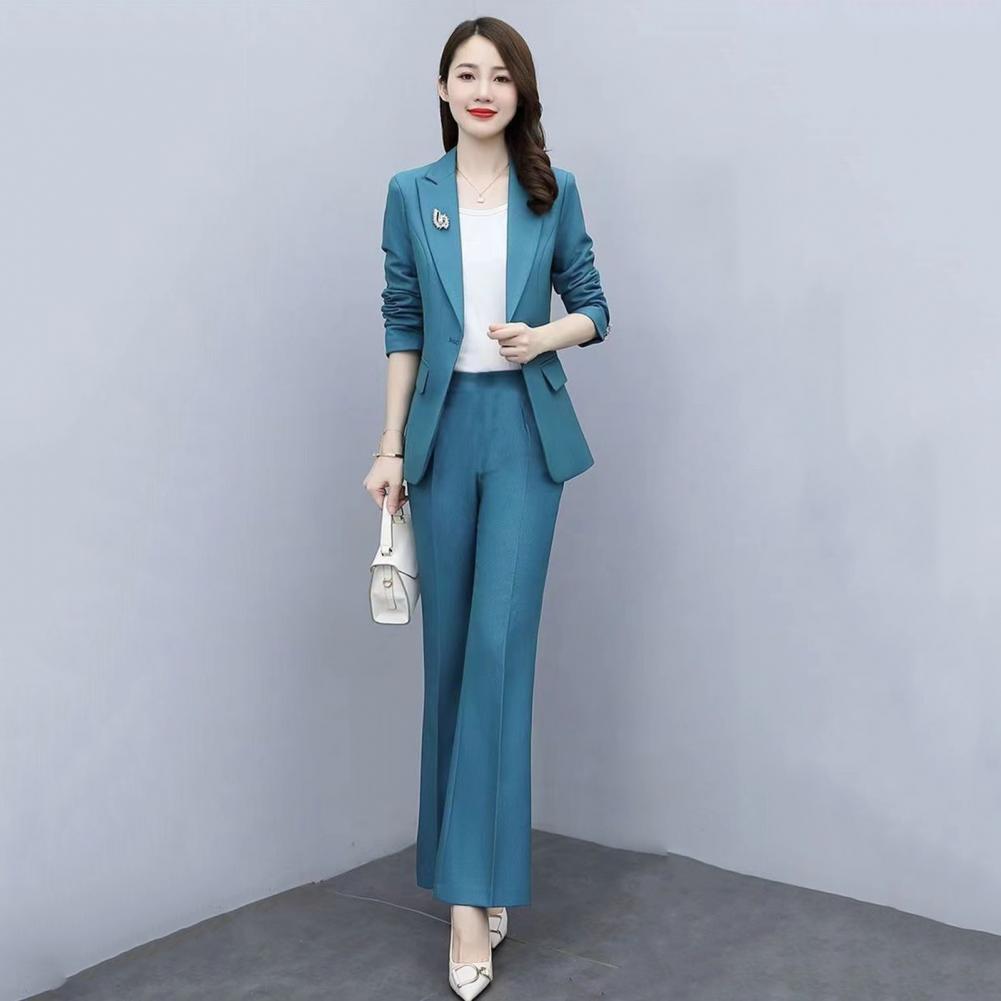 2피스/세트 여성 정장 코트 팬츠 세트 턴다운 칼라 긴 - Women'S Formal Wear Pants 리뷰 및 가격